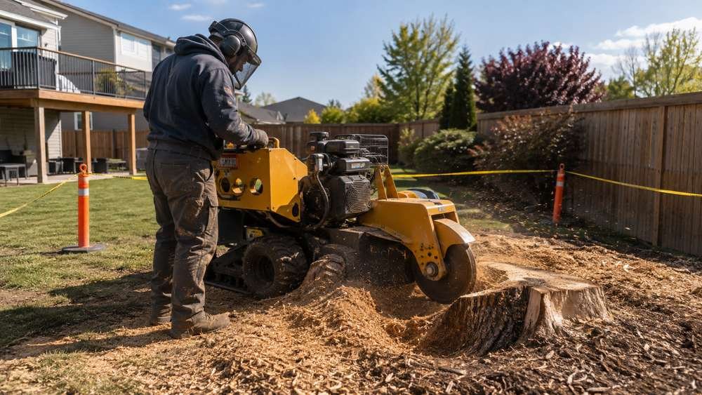 Stump grinding service in progress in Billings, MT